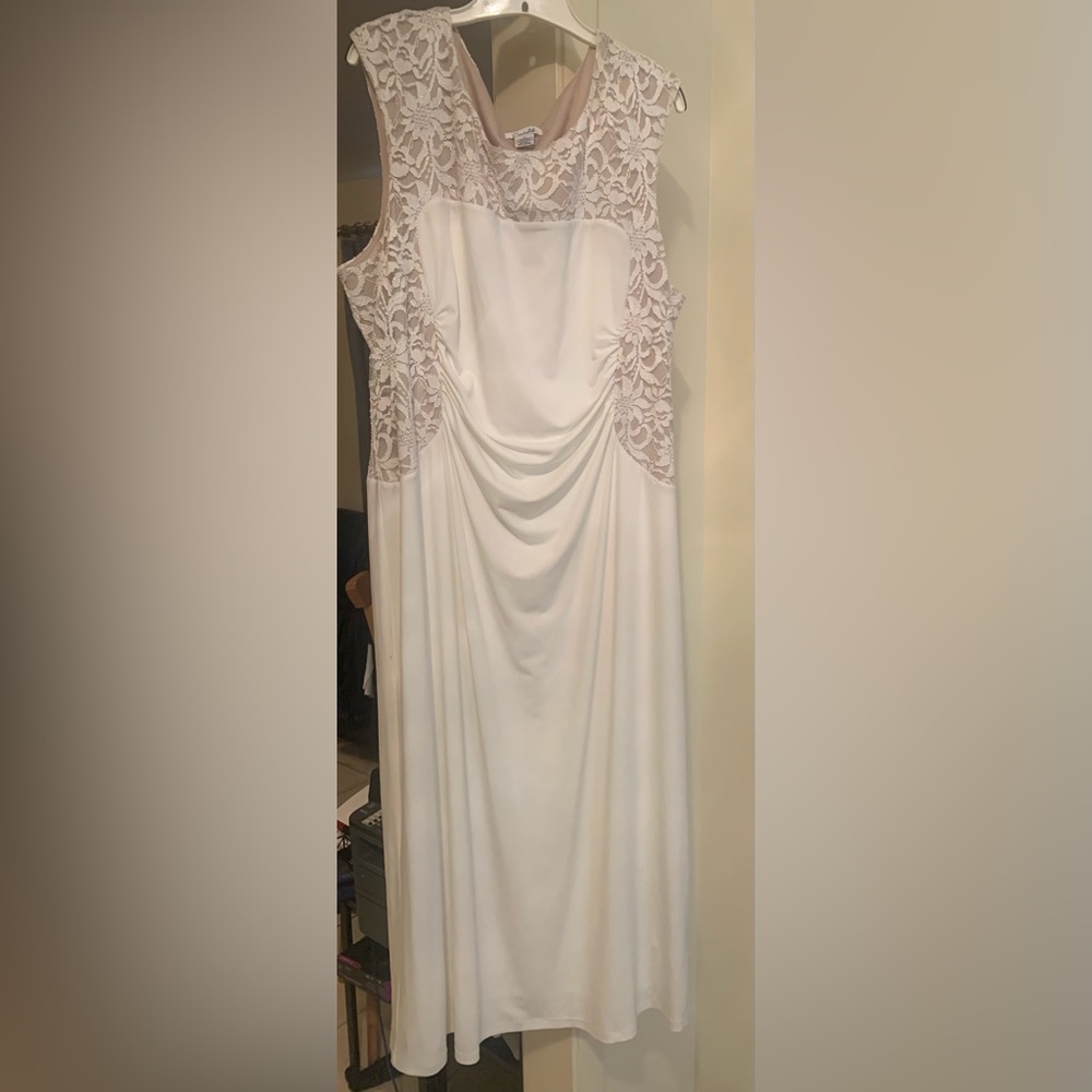 ♥️♥️♥️CREAM & TAN PLUS SIZE 3X PULLOVER ELEGANT PARTY DRESS! NEVER WORN!♥️